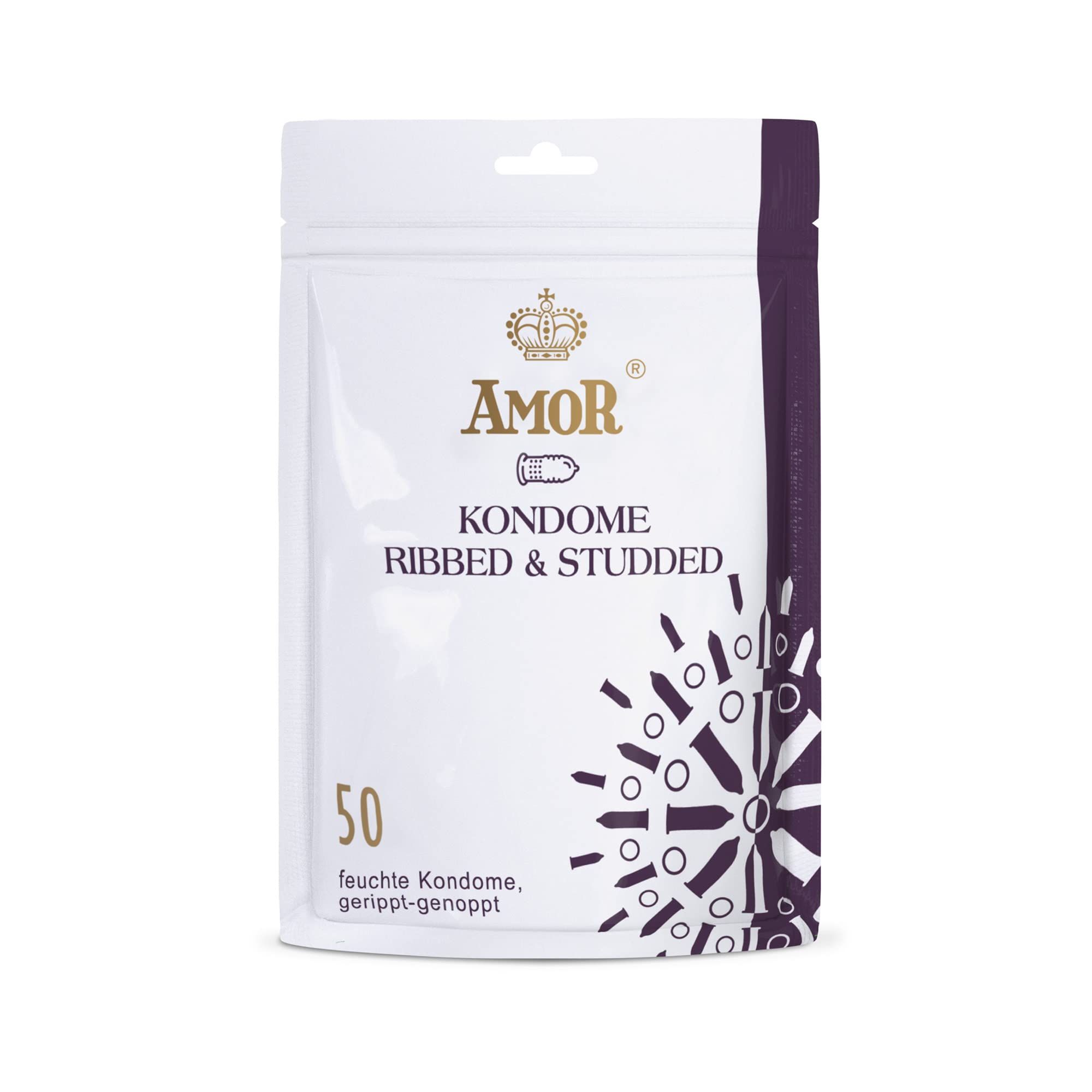 AMOR Gerippt-Genoppt Kondome 53mm