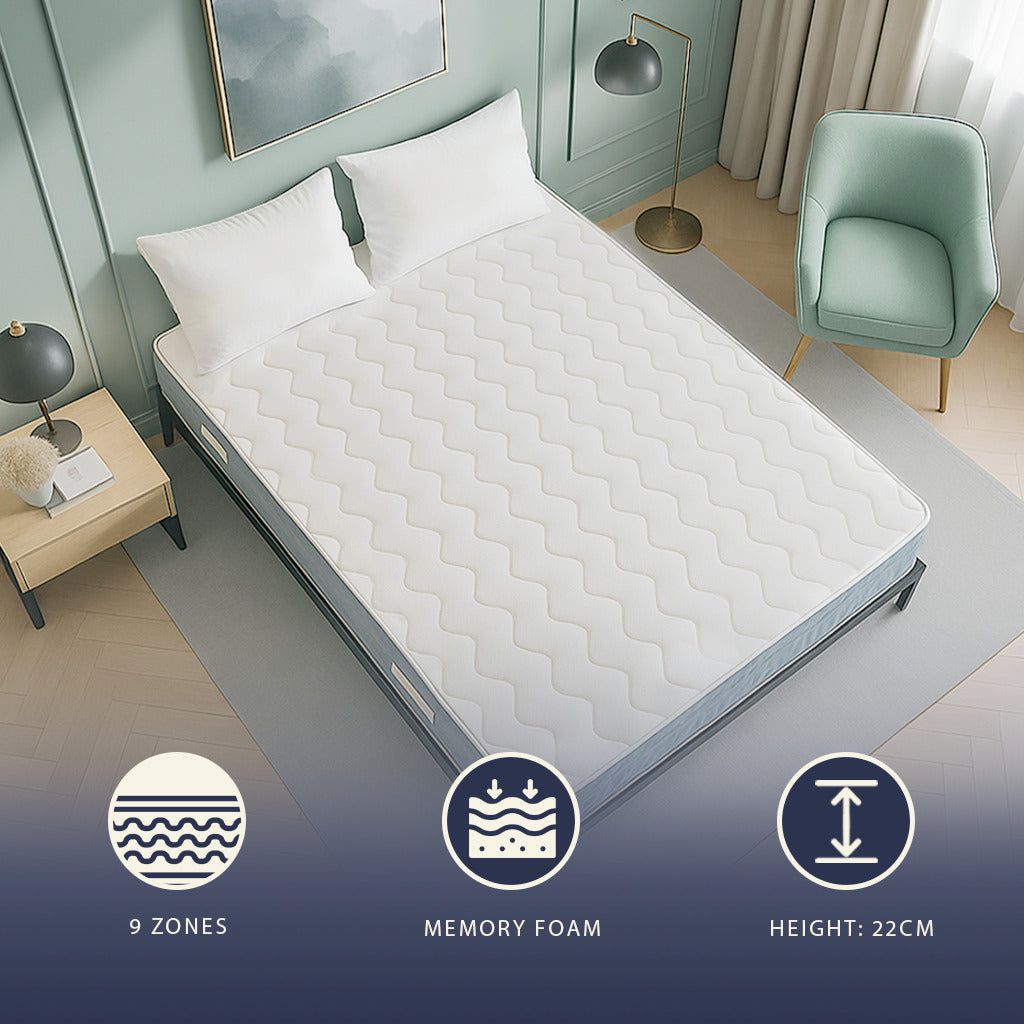 The White Stone Matratze 90x200 aus Hypoallergener Schaum und Memory Foam, Höhe 22 cm