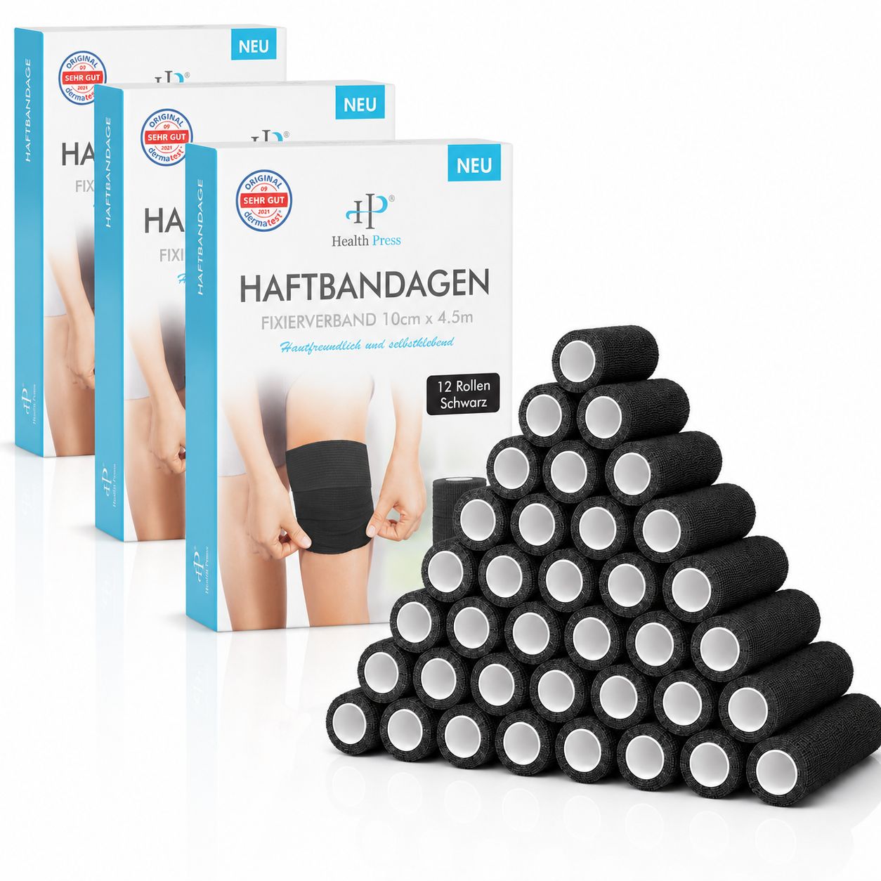 Health Press Haftbandage – Selbstklebender Verband 10cm x 4,5m