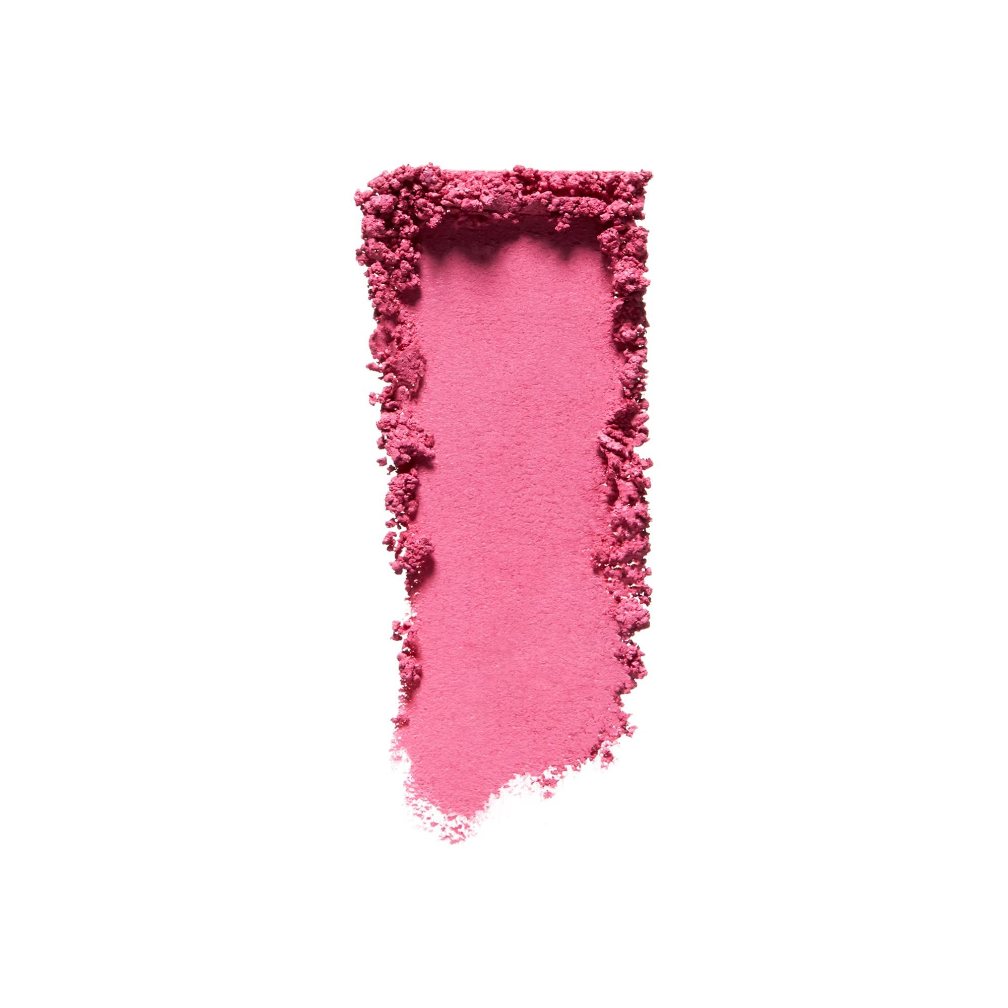 Rosa Lidschatten-Abstrich auf weißem Hintergrund. Pudertextur, unregelmäßige Form.