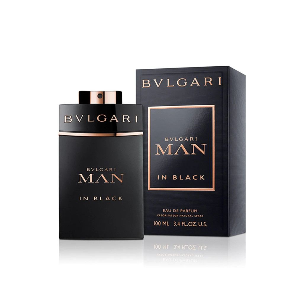 Bvlgari Man In Black Eau de Parfum 100ml Flakon und Verpackung.
