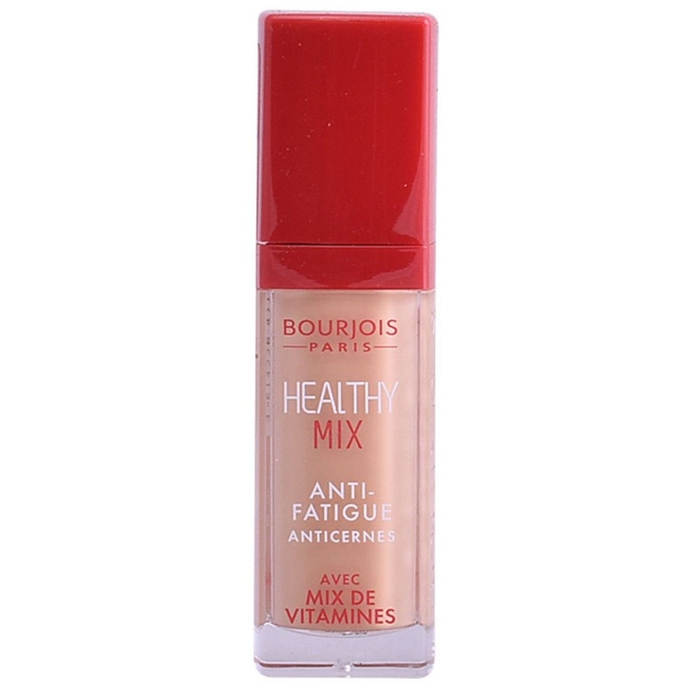 Concealer-Flakon mit rotem Deckel. Aufschrift: Bourjois Healthy Mix Anti-Fatigue.