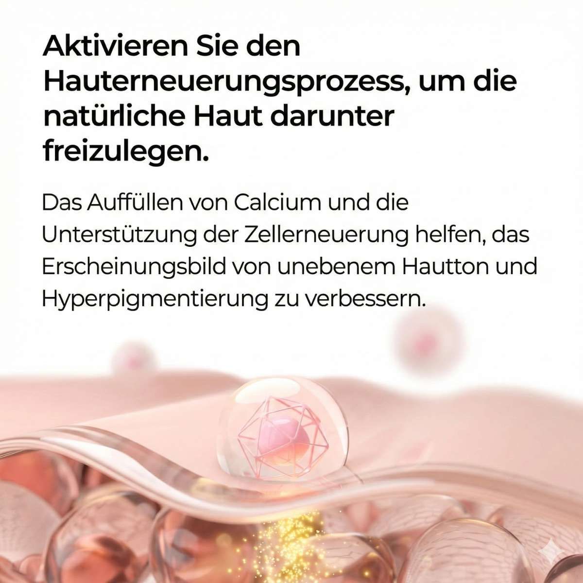 Abstrakte Darstellung von Hautzellen, die die Verbesserung von Hautton und Hyperpigmentierung zeigen.