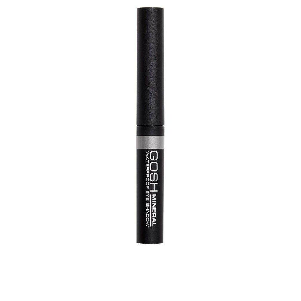 Gosh Mineral Waterproof Eye Shadow 006-Metallic Grey. Schwarzer Stift mit silbernem Ring. Produktbeschriftung sichtbar.