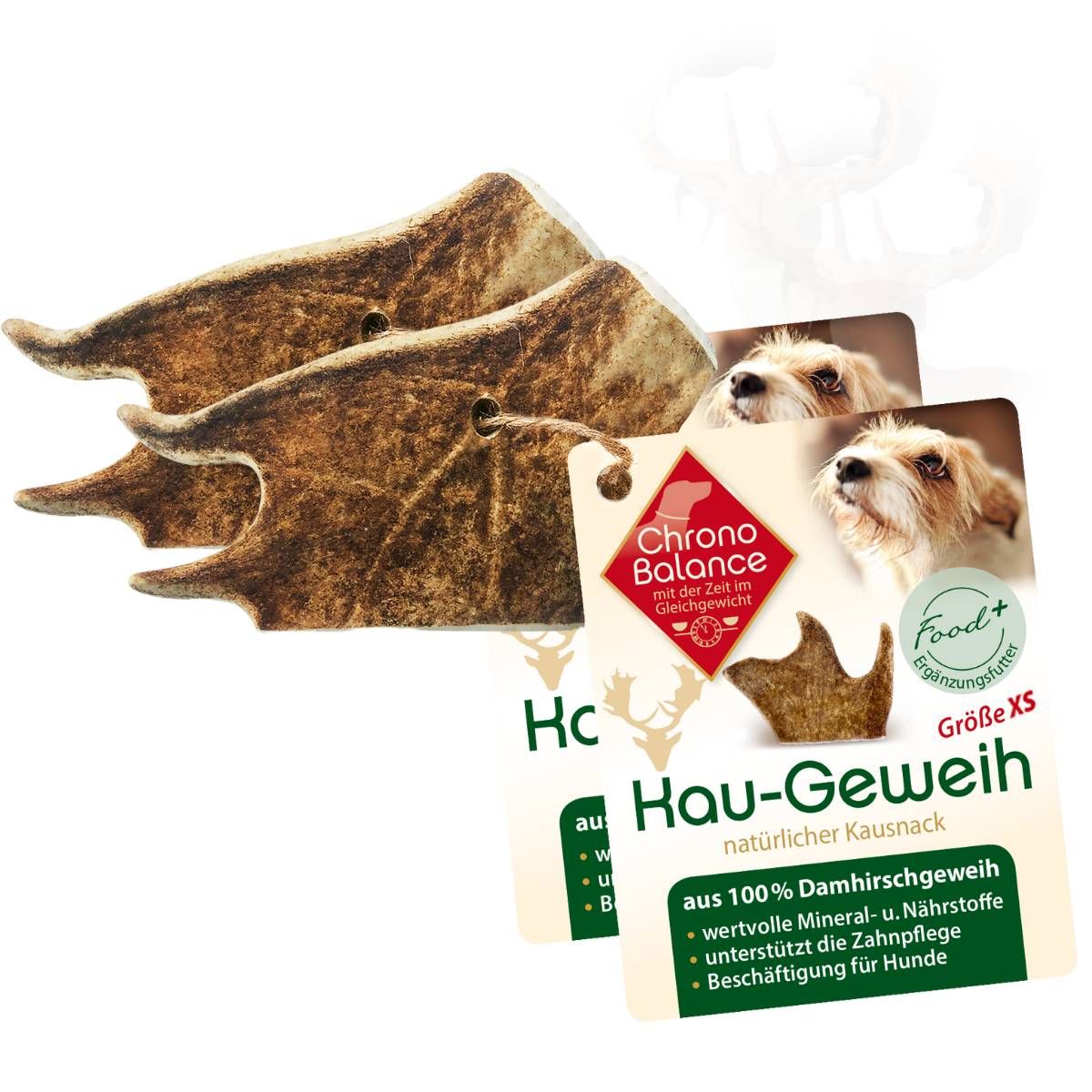 ChronoBalance natürliches Damhirsch Kaugeweih für Hunde 2xXS