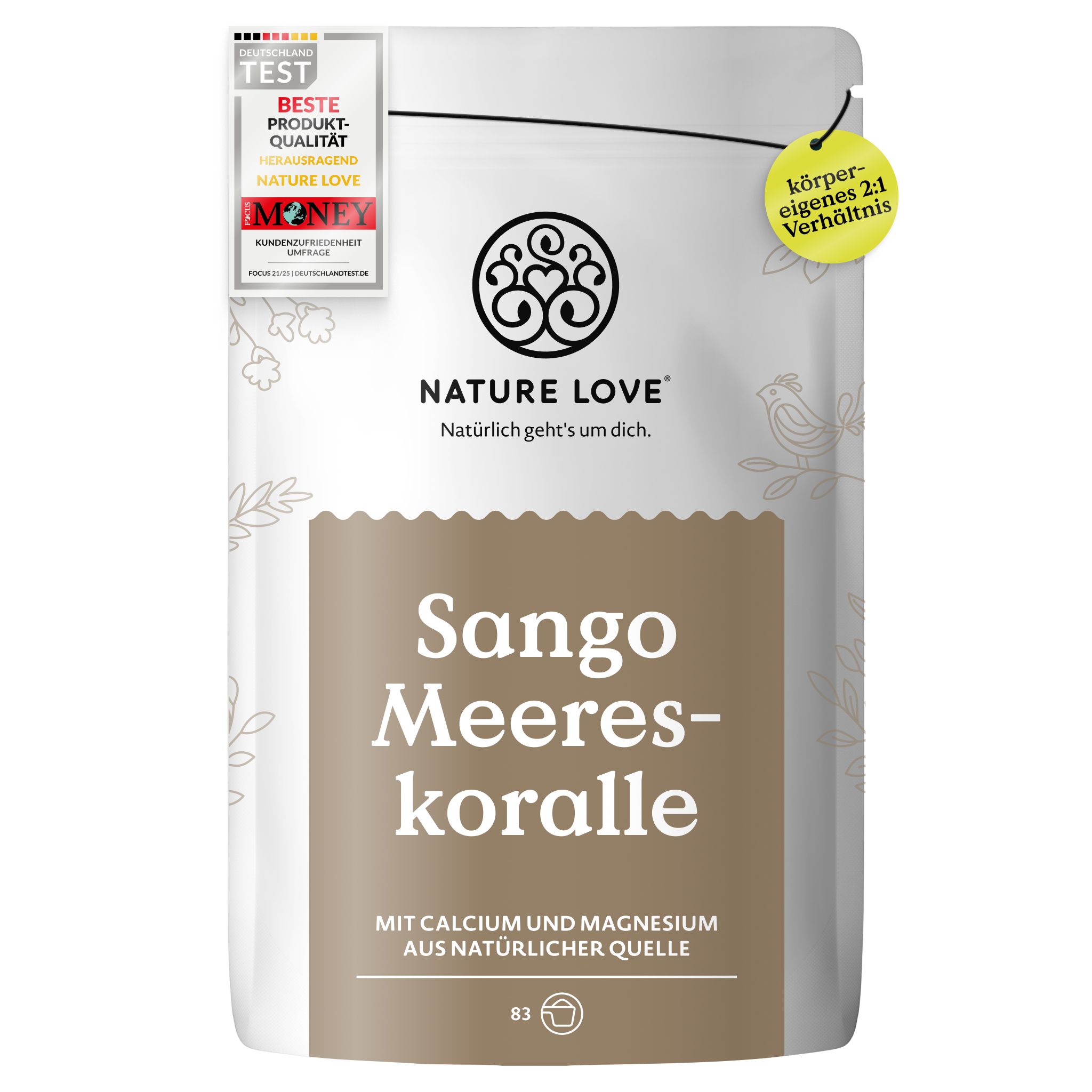 NATURE LOVE® Sango Meereskoralle – 250g Pulver – Calcium(20%) & Magnesium(10%)