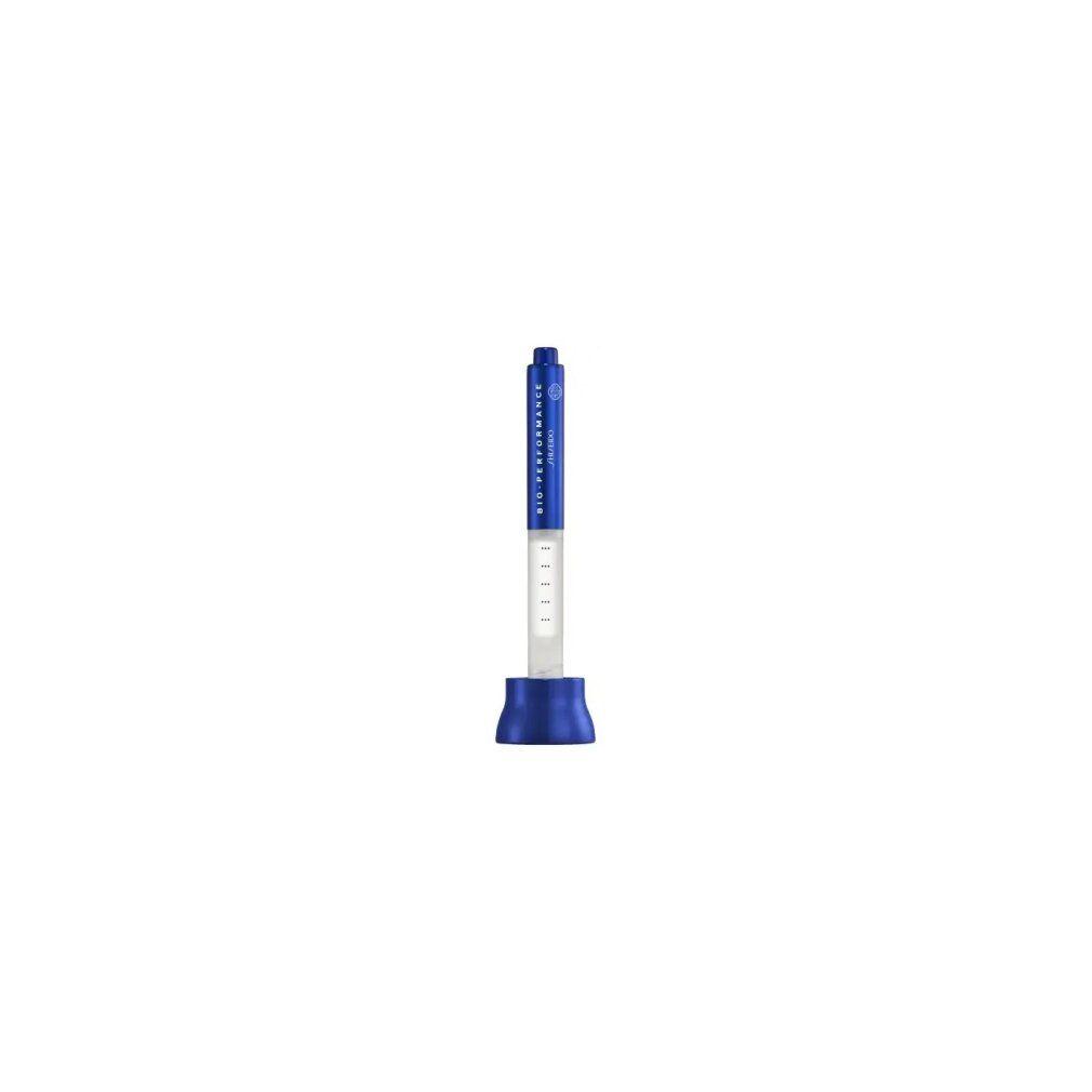 Blau-transparente Ampulle mit Messskala und blauem Sockel. Beschriftung: BIO-PERFORMANCE.
