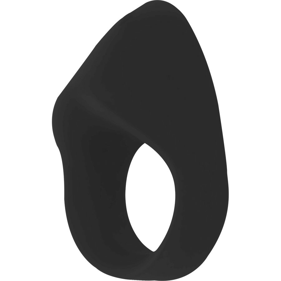 Schwarzer Penisring mit ovaler Form und Öffnung in der Mitte.