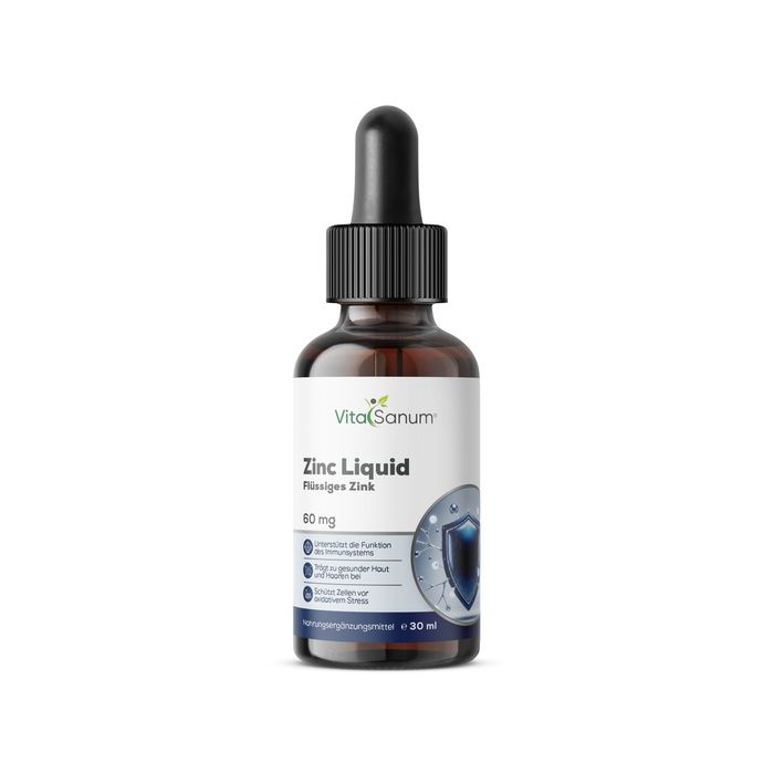 VitaSanum Zink Liquid: Braunglasflasche mit Pipette. Zink für Immunsystem und Haut. 30 ml.