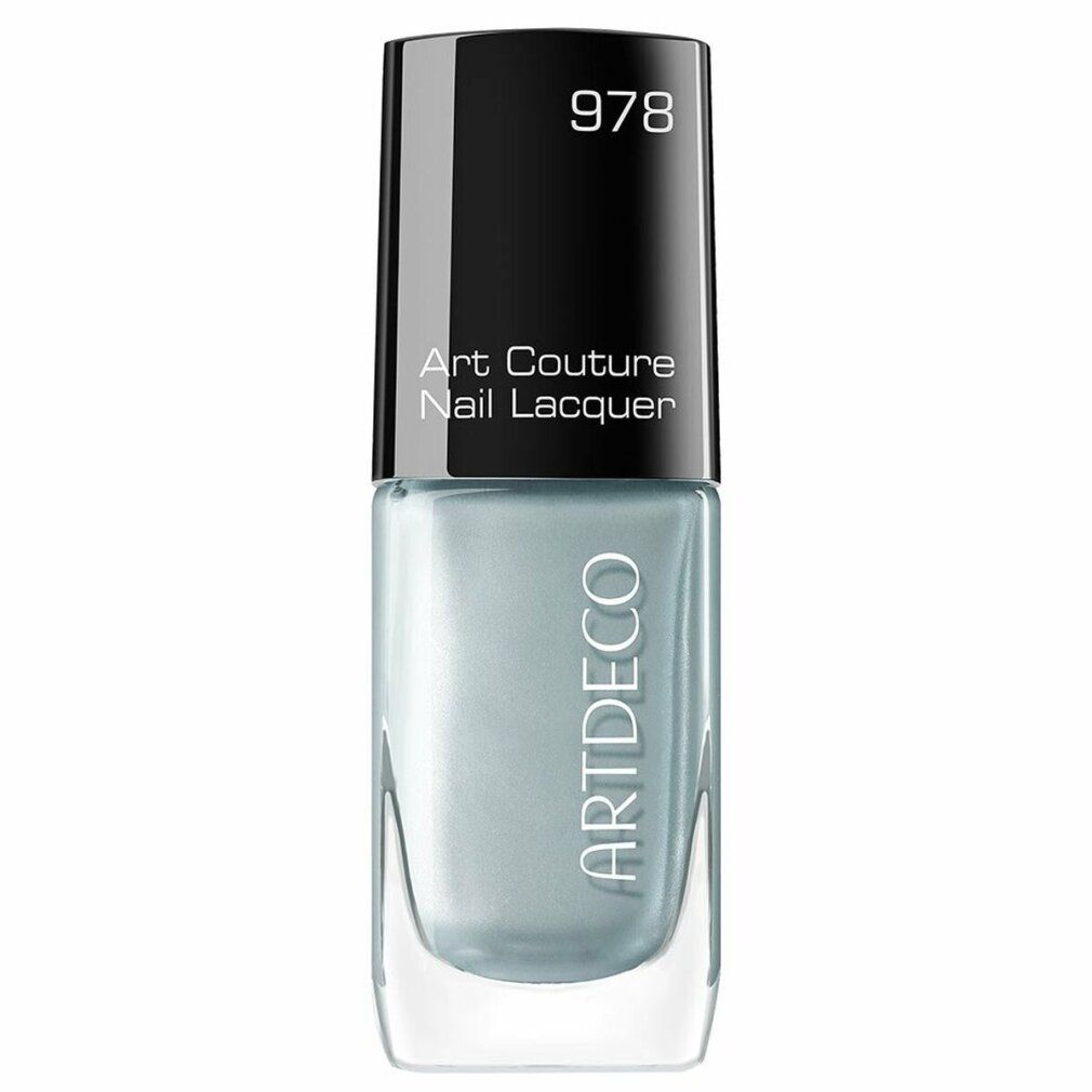Artdeco Art Couture Nail Lacquer Silver Willow. Hellblauer Nagellack in Glasflasche mit schwarzem Deckel. Aufschrift: 978, Art Couture Nail Lacquer, ARTDECO.