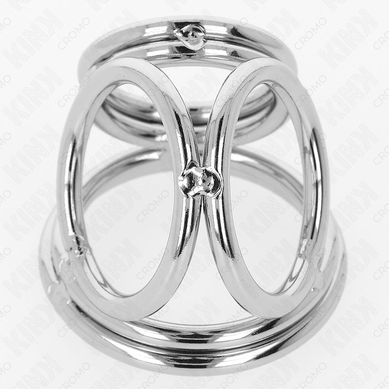 Metall-Penisring mit drei Ringen, verbunden durch vertikale Streben.