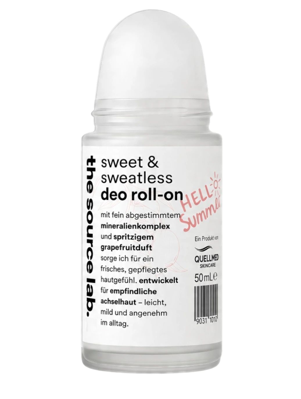 The Source Lab Deo Roll-On: Sweet & Sweatless, mit Grapefruitduft, für empfindliche Achselhaut.