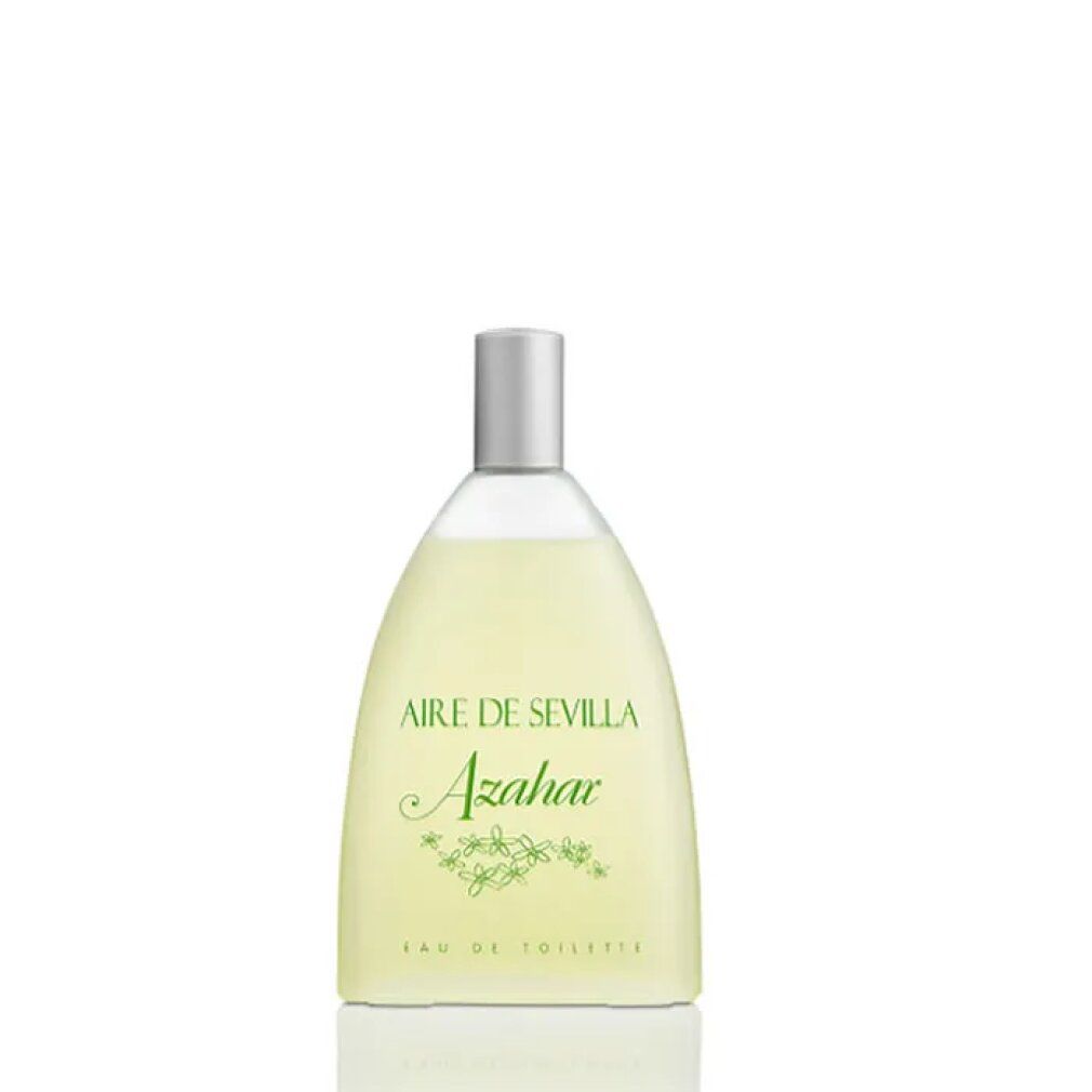 Flakon von Aire de Sevilla Azahar Eau de Toilette. Flakon mit silbernem Verschluss. Schriftzug auf dem Flakon.
