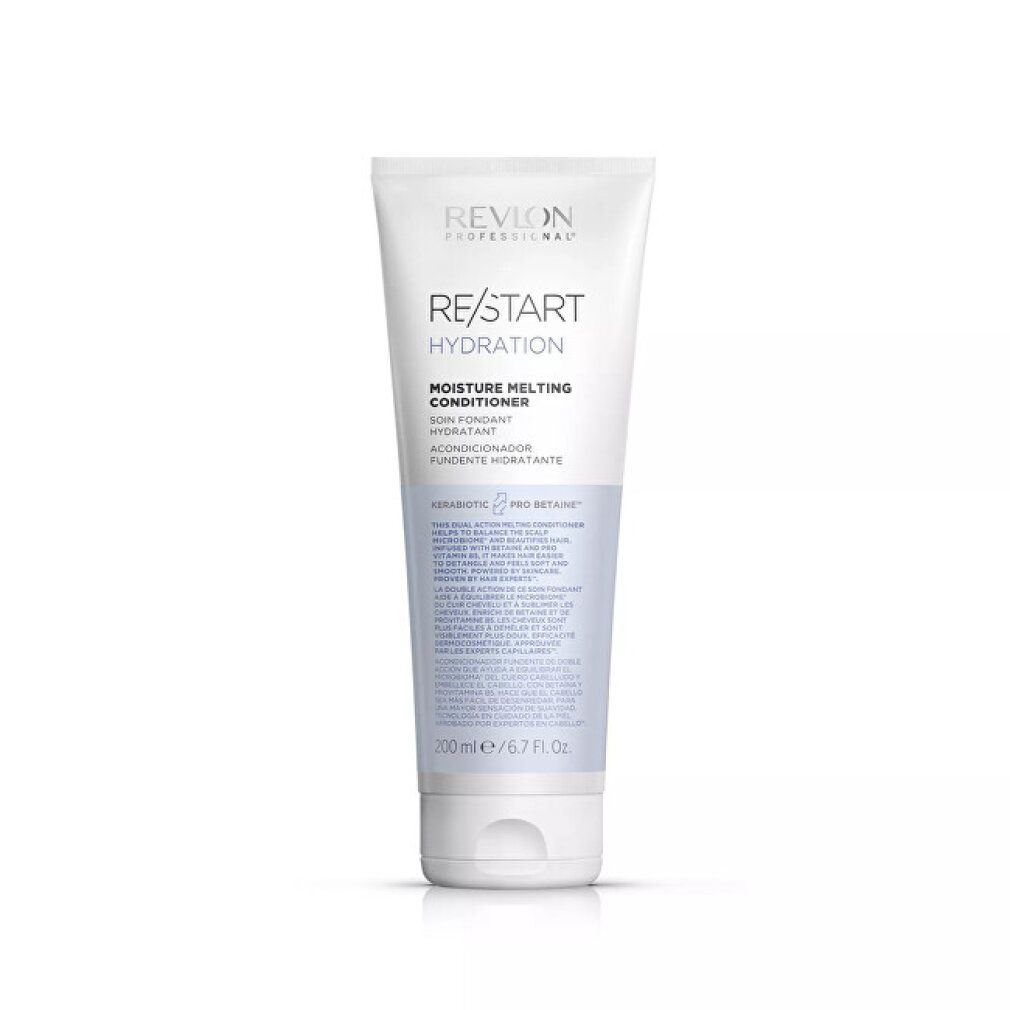 Weiche Tube mit Conditioner. Aufschrift: Revlon Professional, Re-Start Hydration, Moisture Melting Conditioner. 200 ml.