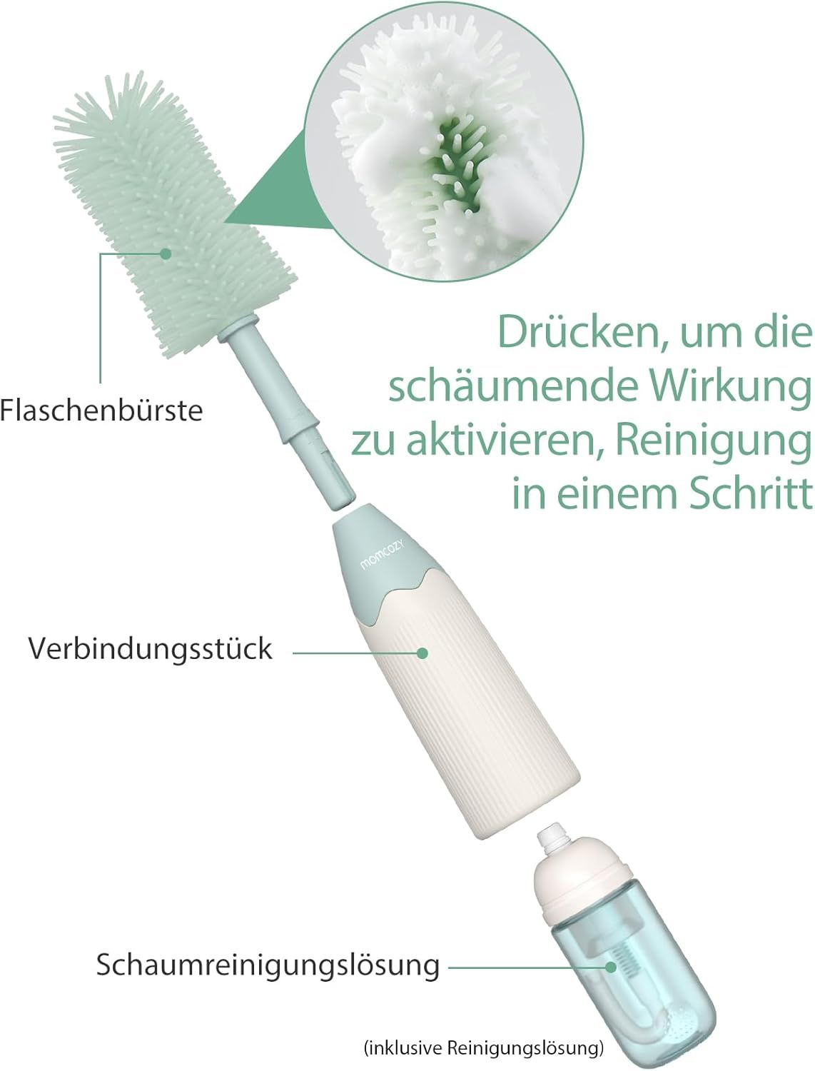 Momcozy Baby Flaschenbürste Set mit Druck-Schaumtechnologie