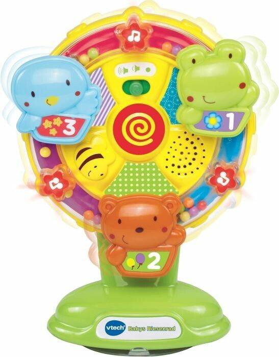 VTech Babys Riesenrad, gelb, grün, rot, mit Figuren und Zahlen. Drehendes Spielzeug mit Musik.