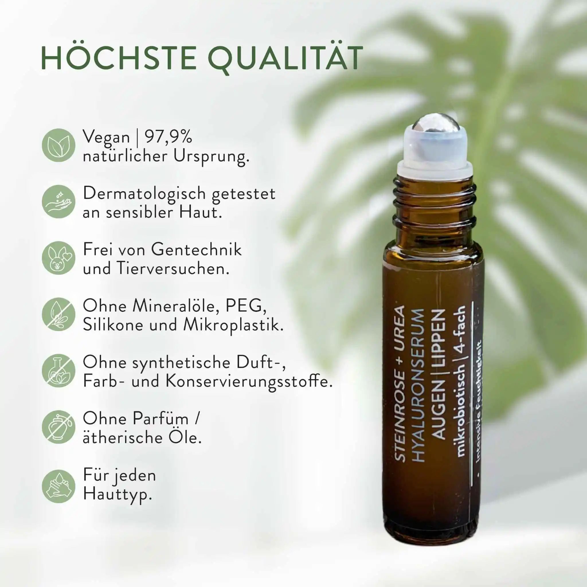 LICHTGRÜN® Roll-On Hyaluronserum 4-fach Augen| Lippen