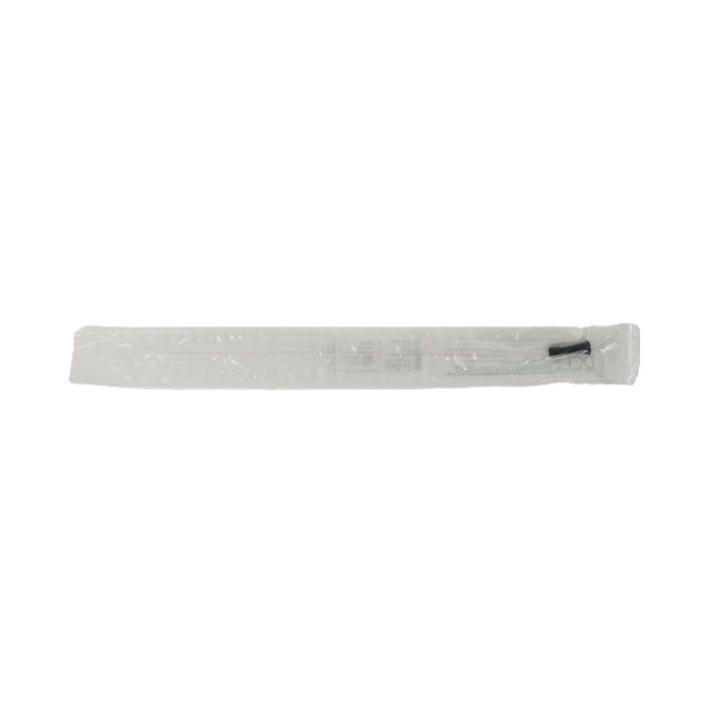 DCT Tiemann-Katheter CH 10 in Folienverpackung. Katheter mit abgerundeter Spitze und zwei seitlichen Augen.