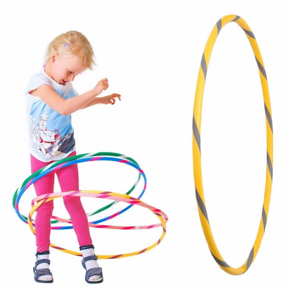 Hoopomania Kinder-Hula-Hoop mit Grip-Tape | Ø 80 cm | Gelb-Grau