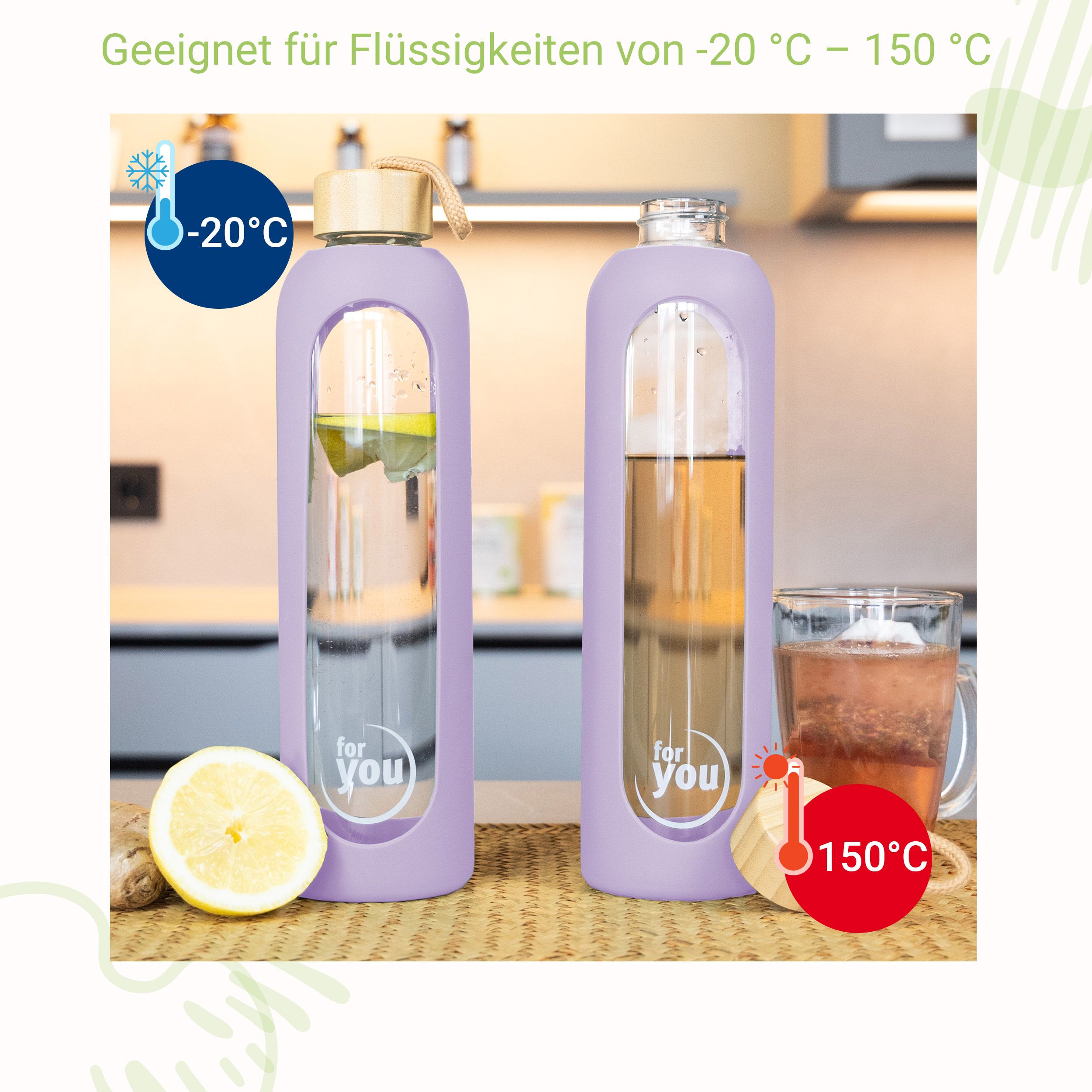 for you Nachhaltige Trinkflasche Dreierpack