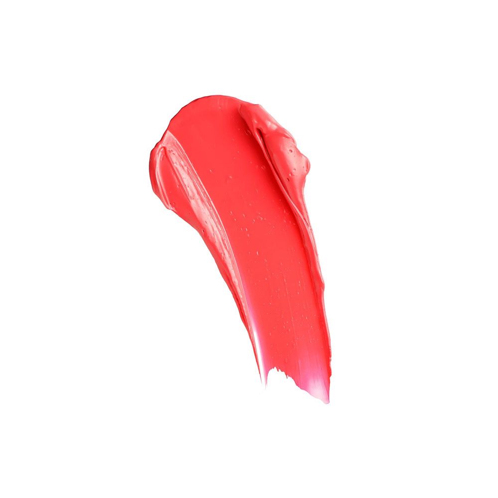 Roter Lipgloss-Abstrich. Glänzende Textur. Auf weißem Hintergrund.