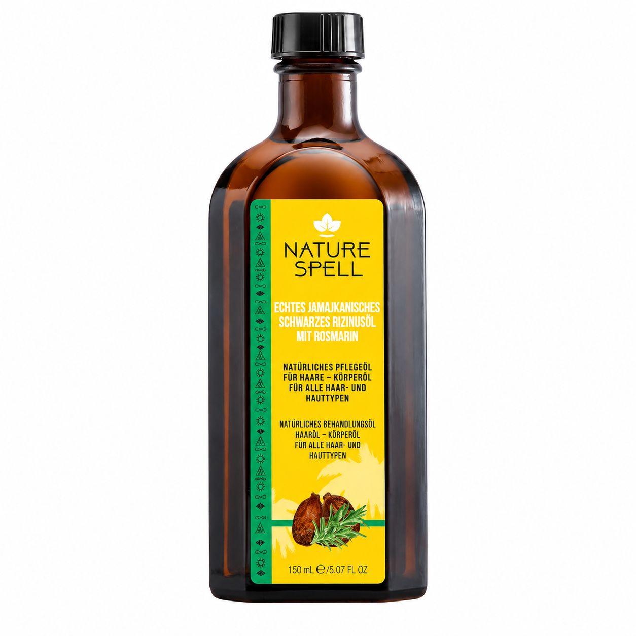 Nature Spell echtes jamaikanisches schwarzes Rizinusöl mit Rosmarin, 150ml.
