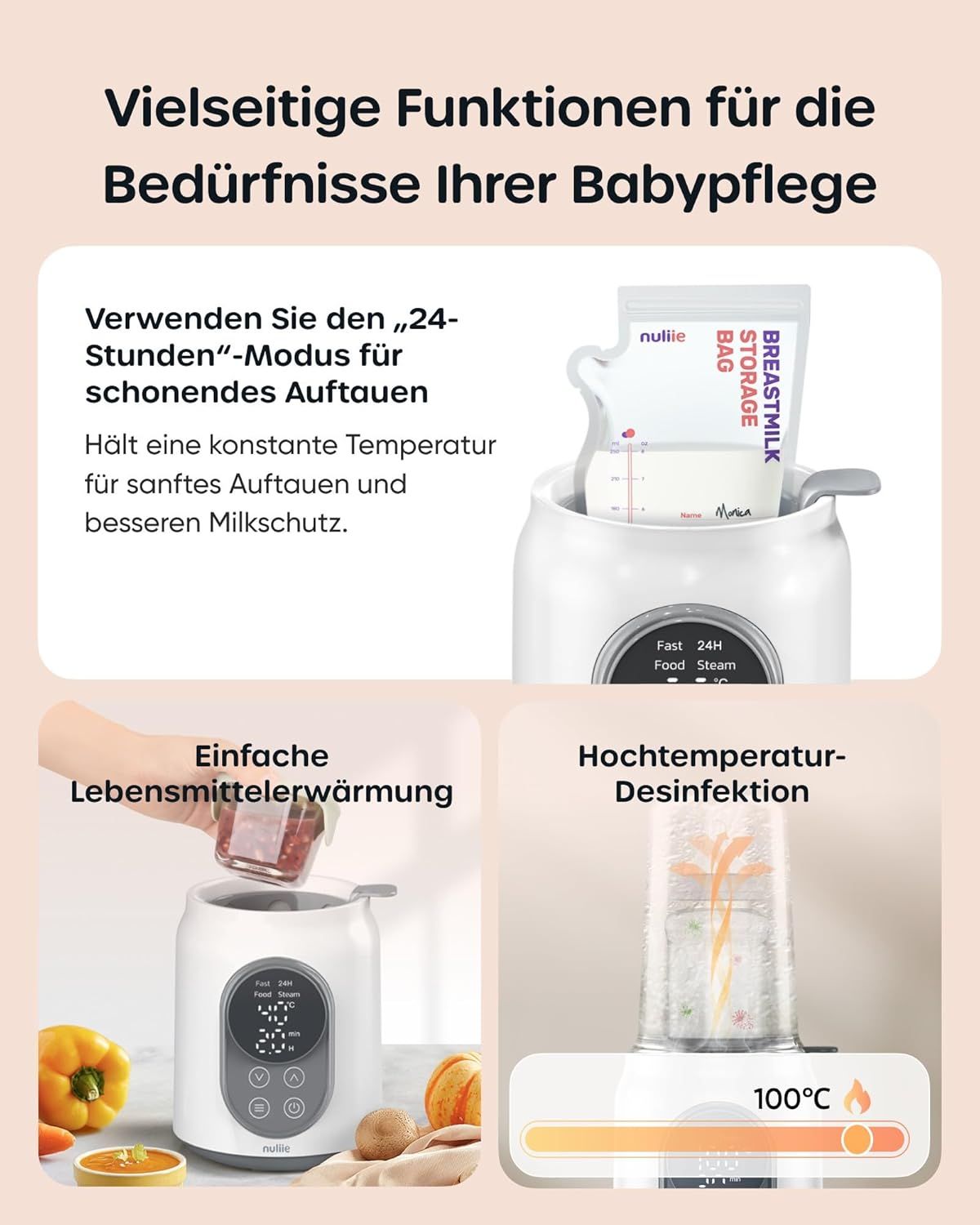 Nuliie 10-in-1 Elektrischer Flaschenwärmer