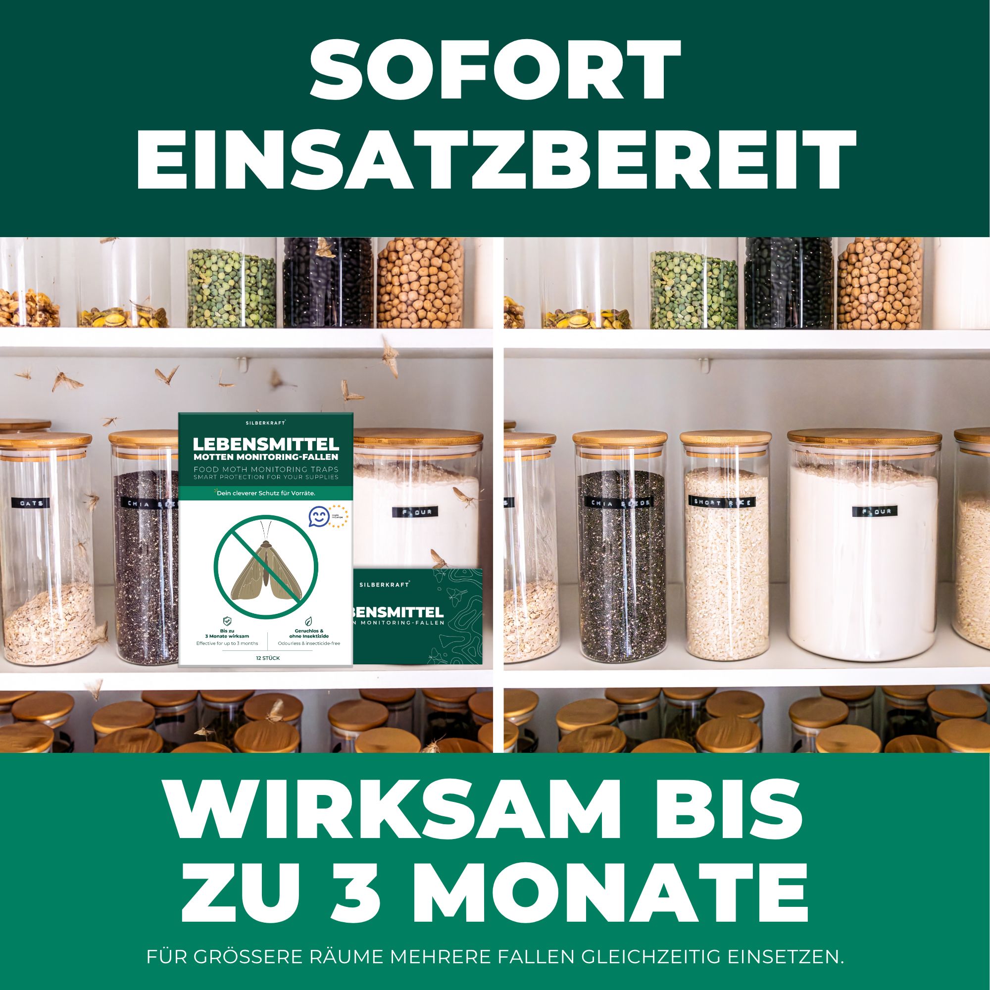 Silberkraft Lebensmittelmottenfallen  inkl. Gratis E-Book
