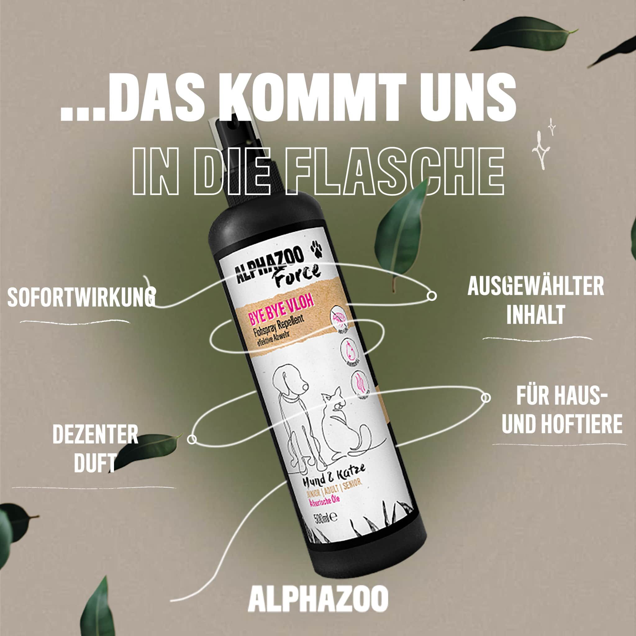 ALPHAZOO ByeByeVloh Flohmittel für Hunde & Katzen I Starkes Anti Flohspray