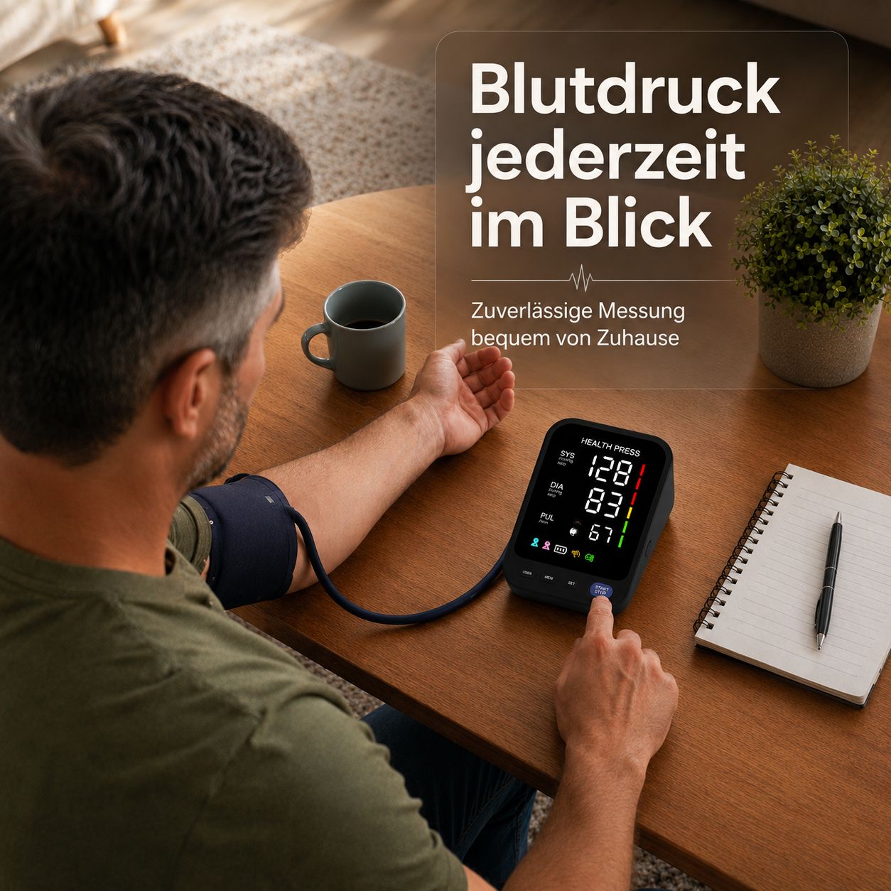 Health Press Blutdruckmessgerät Oberarm – Digitales Blutdruckmessgeraet mit Manschette