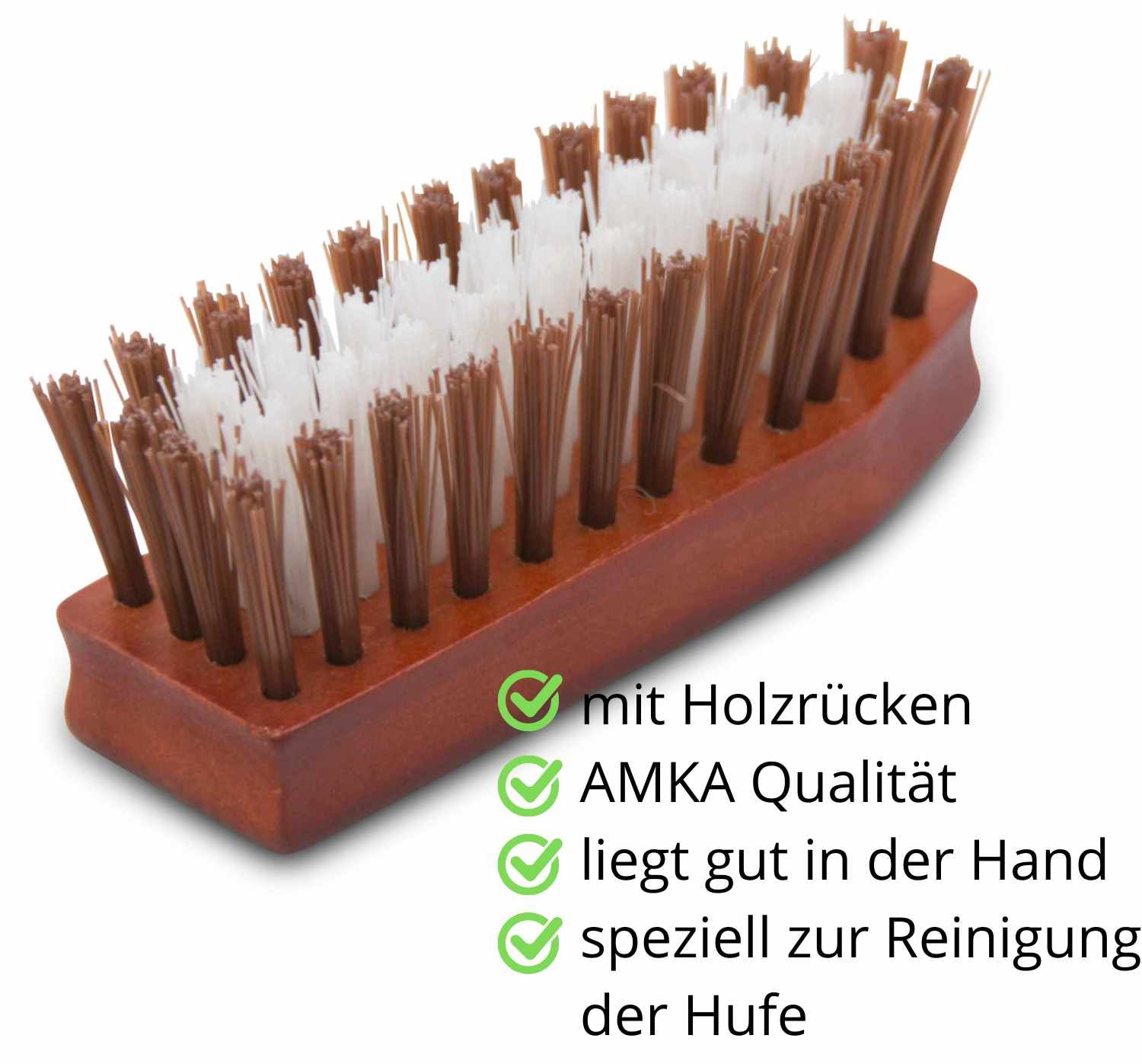 Hufbürste mit Holzrücken. AMKA Qualität. Speziell zur Reinigung der Hufe. Liegt gut in der Hand.