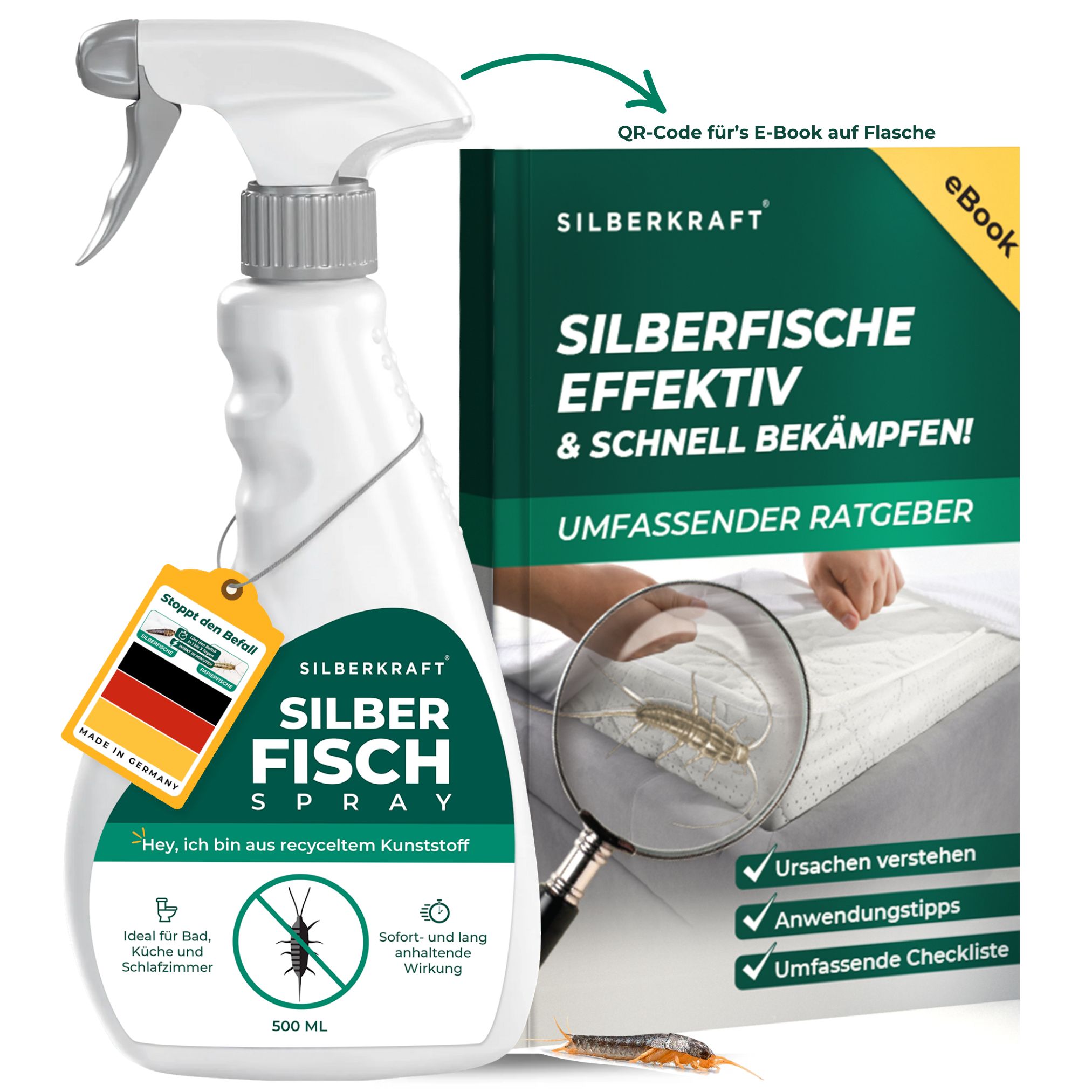 SILBERKRAFT Anti-Silberfischspray inkl. E-Book