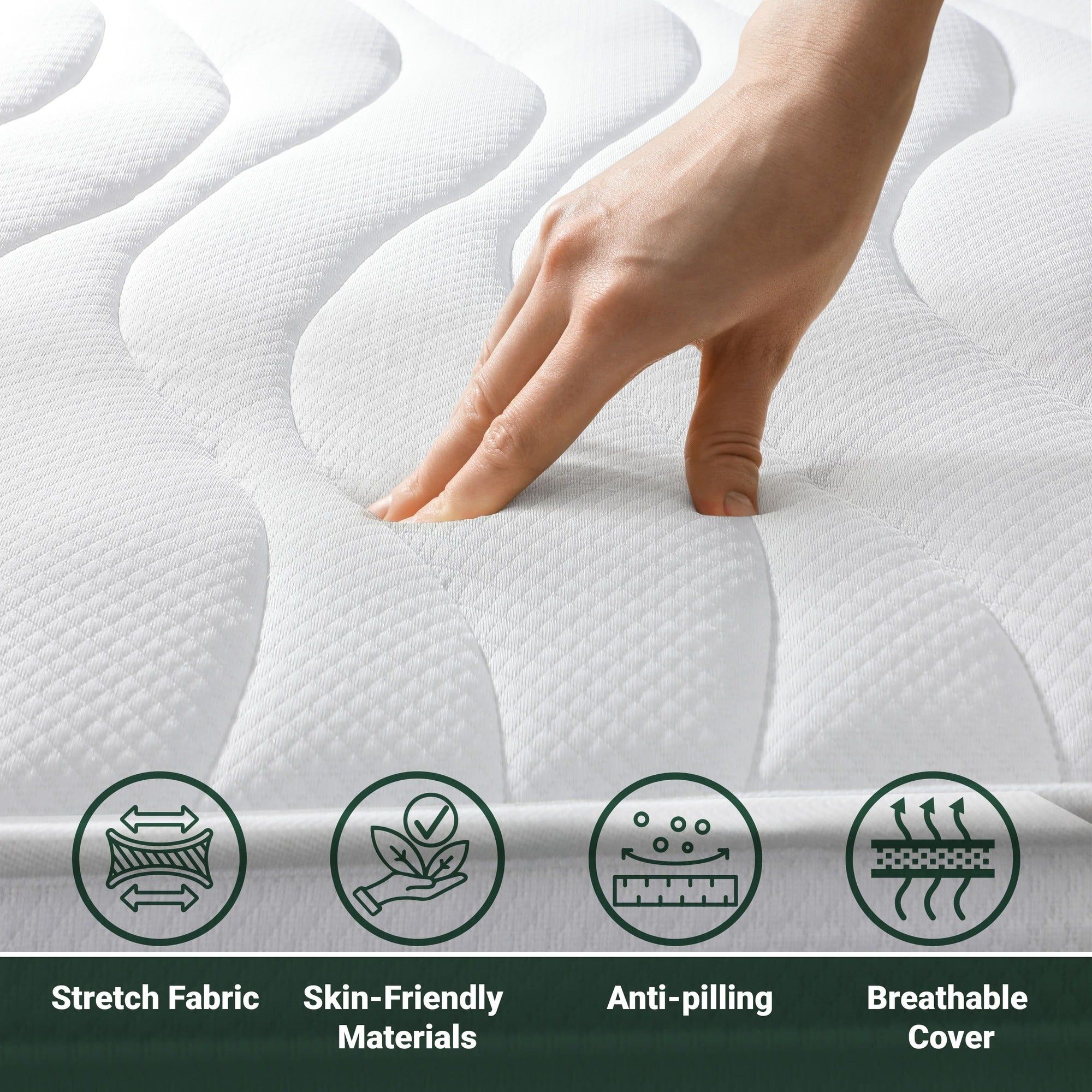 The White Stone Matratze 80x190 cm mit Antibakterieller Schaum | Höhe 16 cm