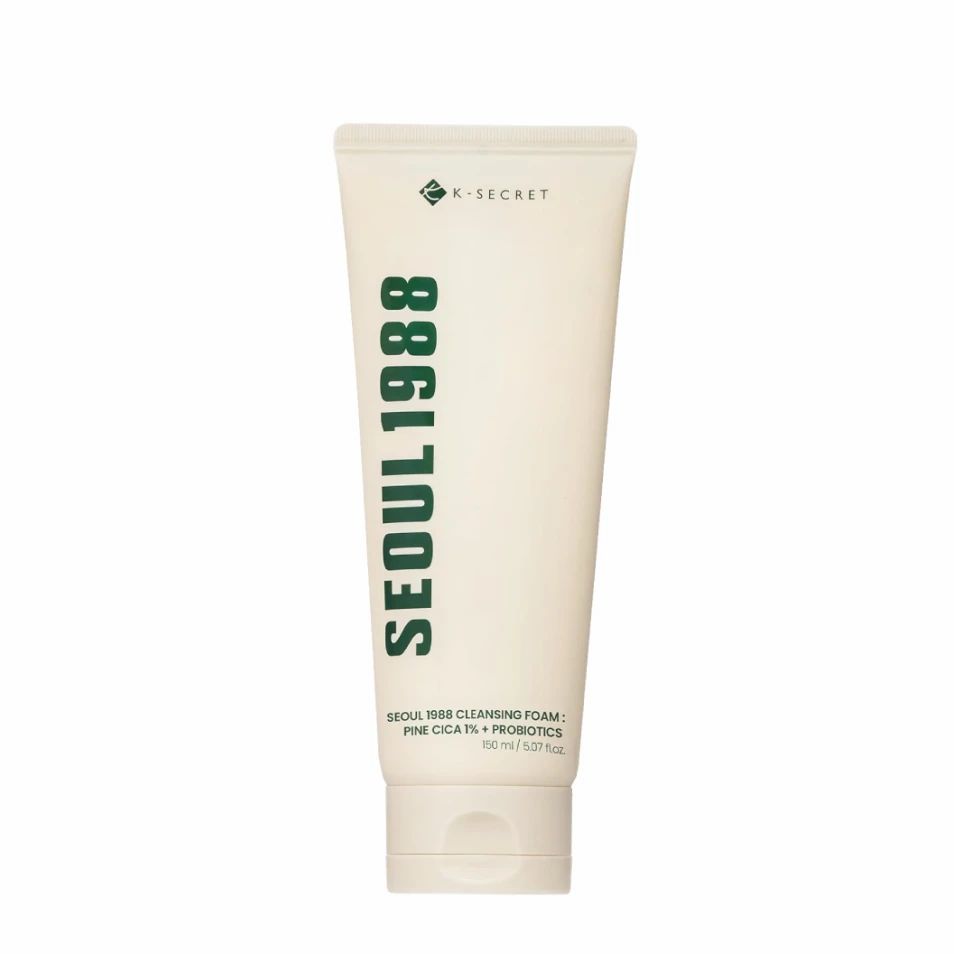 Beigefarbene Tube mit K-SECRET Logo und grüner Schrift 'SEOUL 1988'.