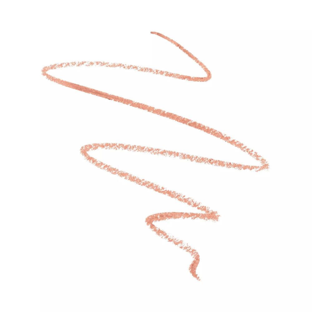 Strich einer Lippenstiftfarbe. Farbton: hellbraun. Auf weißem Hintergrund.