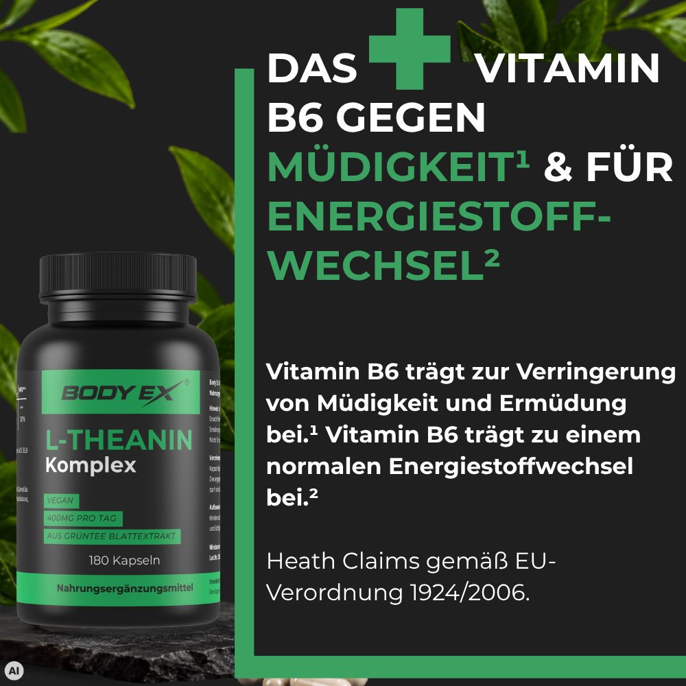 Body Ex® L-Theanin Komplex, Grünteeblatt-Extrakt & mit Vitamin B6