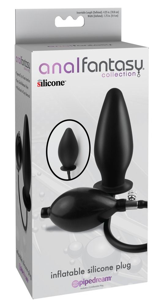 Verpackung der Anal Fantasy Collection. Enthält einen schwarzen, aufblasbaren Silikon-Plug und eine Pumpe.