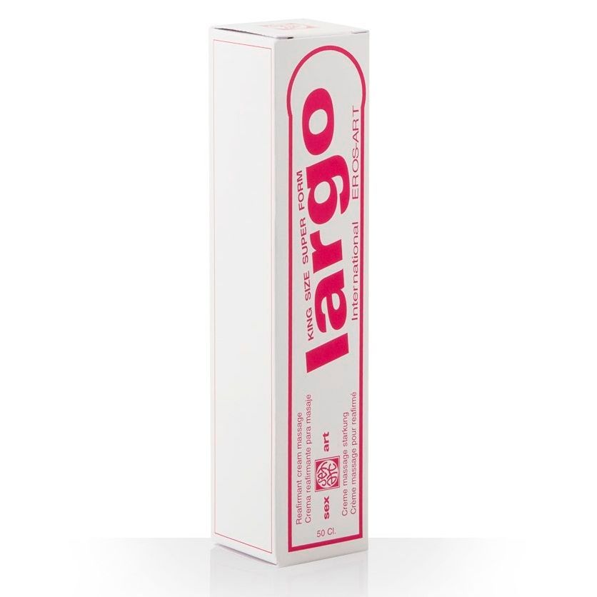 Weiße Verpackung mit pinkfarbenem Schriftzug "Largo". Text: "KING SIZE SUPER FORM". Logo: "EROS ART".