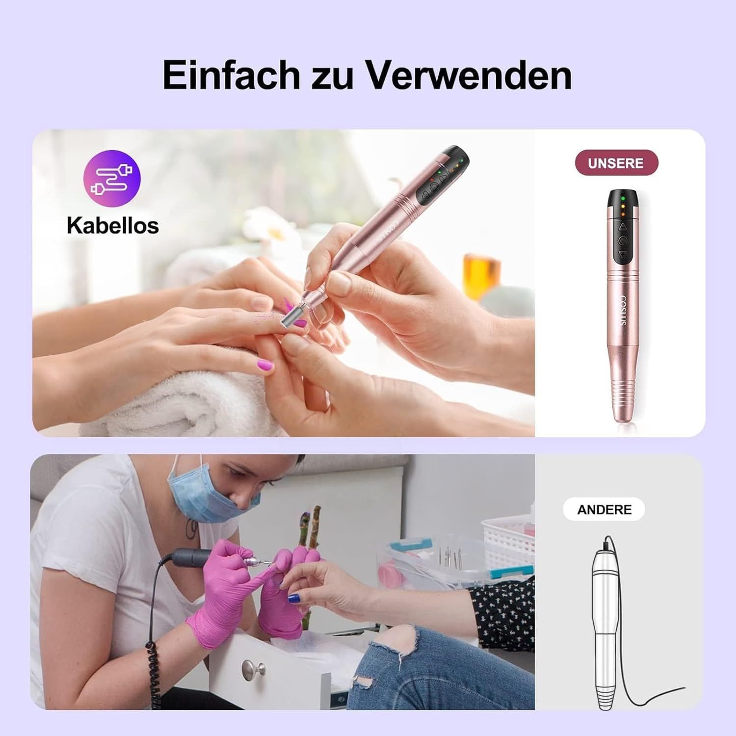 COSLUS  11 in 1 Profi Maniküre und Pediküreset Rosa