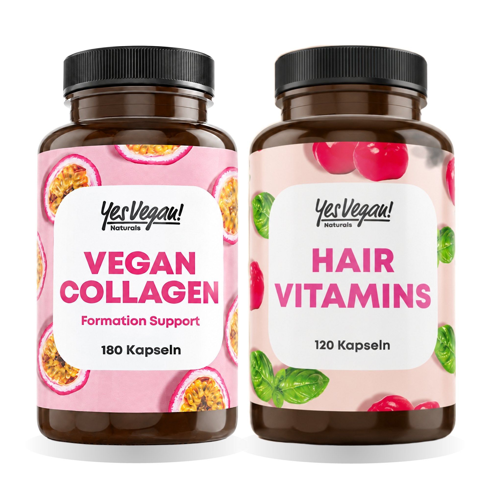 YesVegan! Vegane Kollagen Kapseln und Haarvitamine Kapseln.