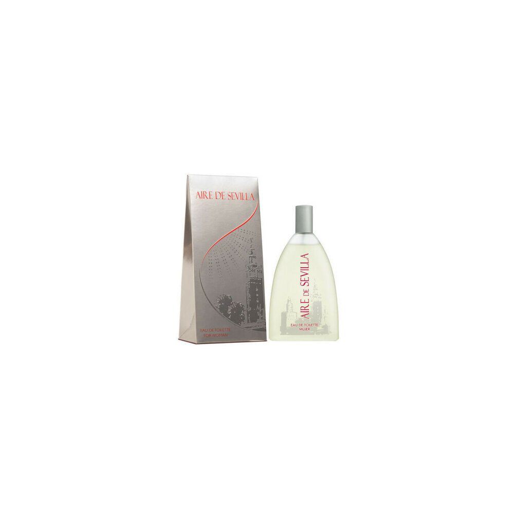 Parfümflasche und Verpackung. Flasche mit silbernem Verschluss und weißem Inhalt. Verpackung mit Schriftzug und Illustration.