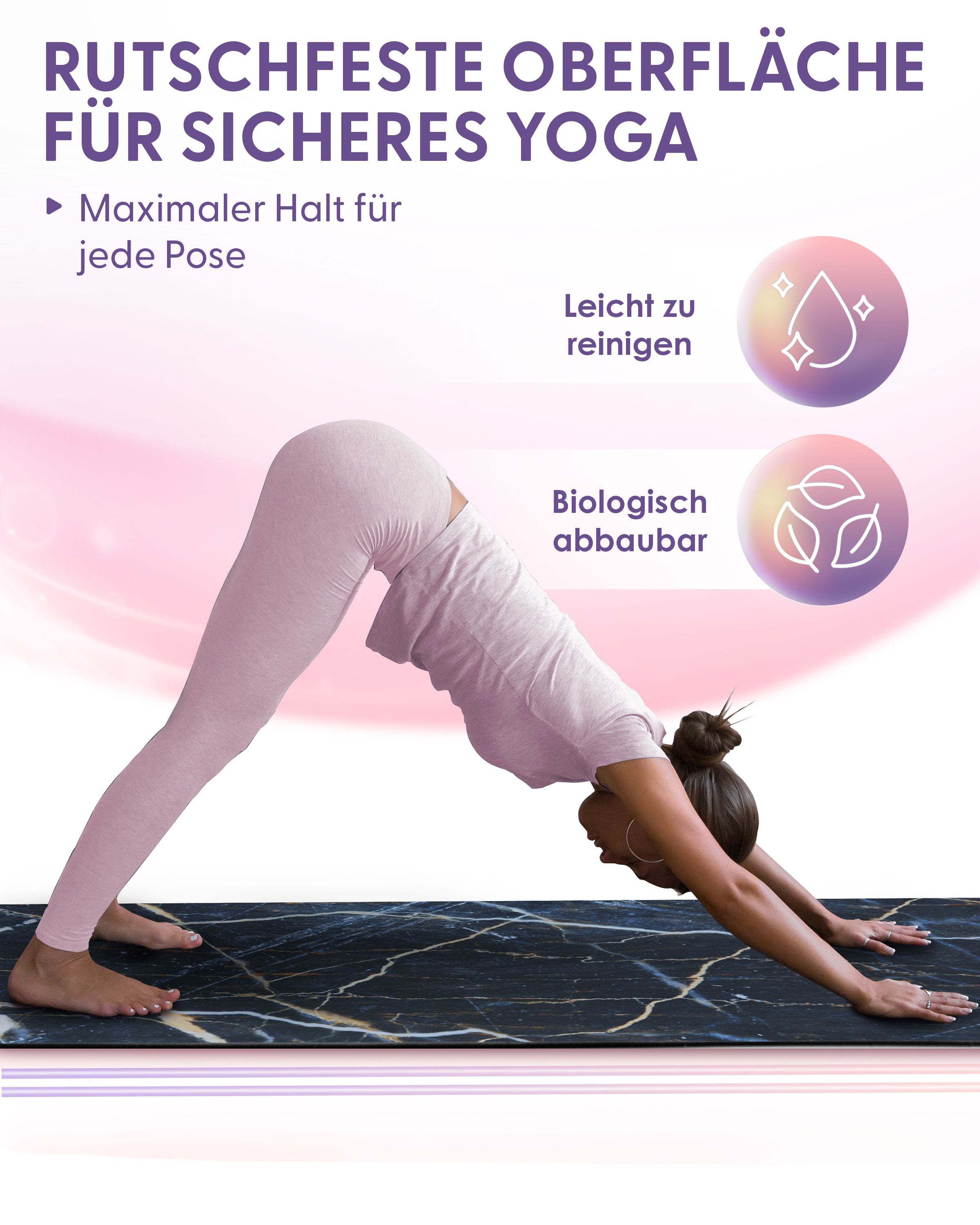 Fitness- & Yogamatte - dark marble