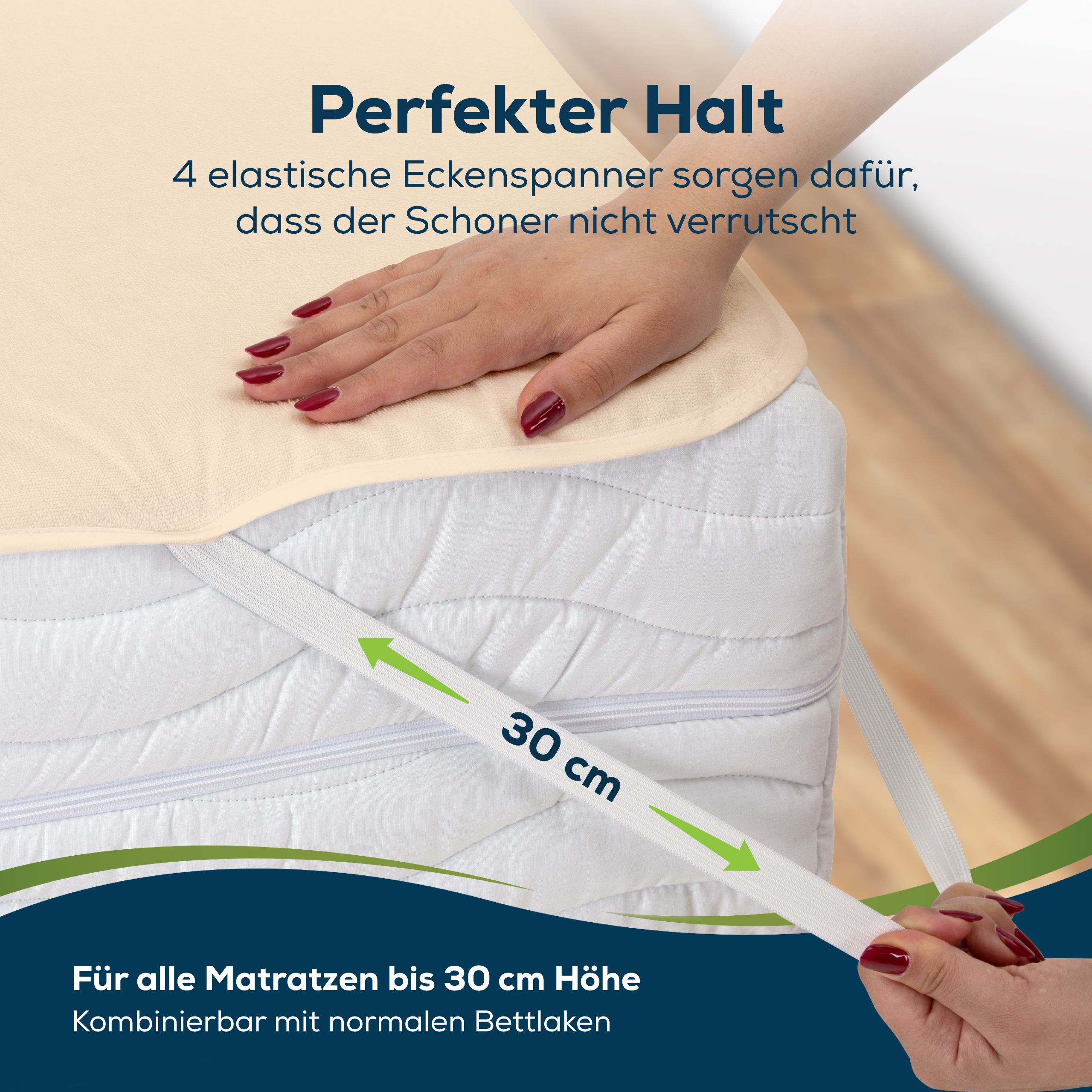 Sensalou Matratzenschoner Wasserdicht - Nässeschutz Matratzenauflage 80x180cm Beige
