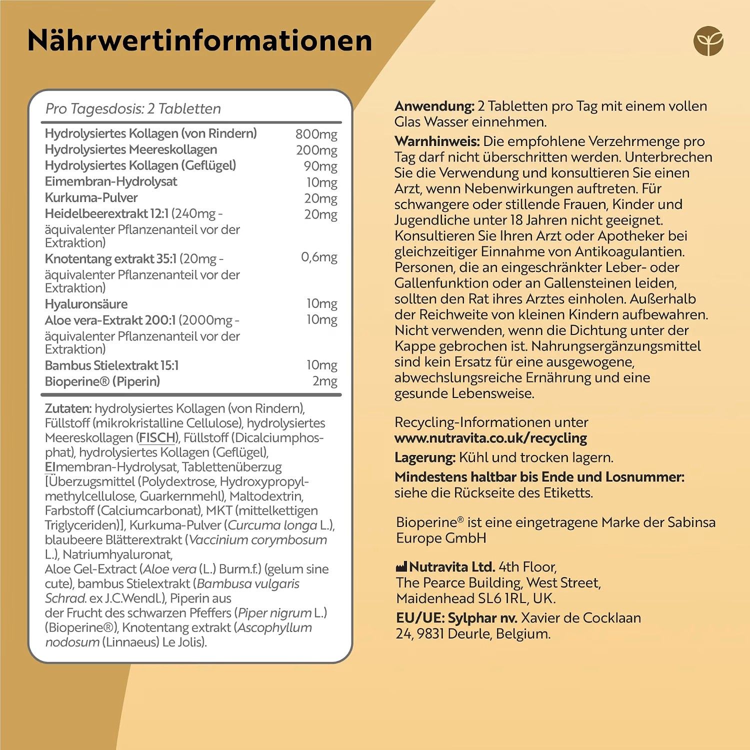 Nutravita Multi-Komplex-Kollagen Typ I, II und III