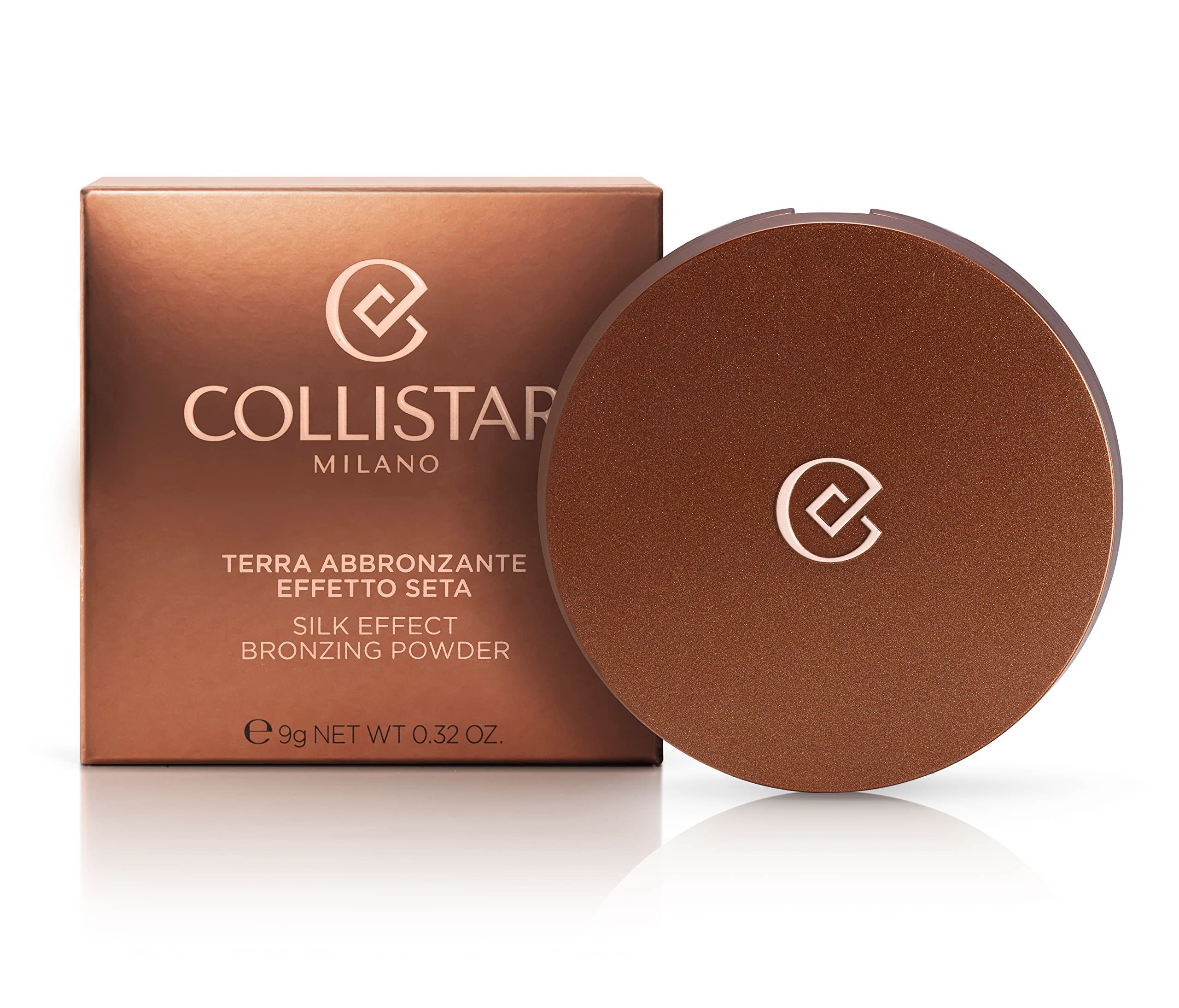 Bronzer-Verpackung und Dose. Auf der Verpackung steht 'COLLISTAR MILANO'. Dose mit geprägtem Logo.