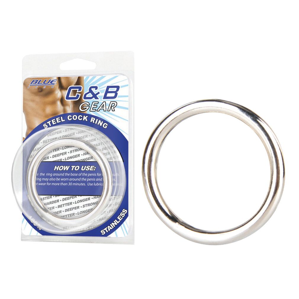 Stahl-Cockring, verpackt. C&B GEAR, Edelstahl. Zwei Ringe in Blisterverpackung. Anweisung: Anwendungshinweise.