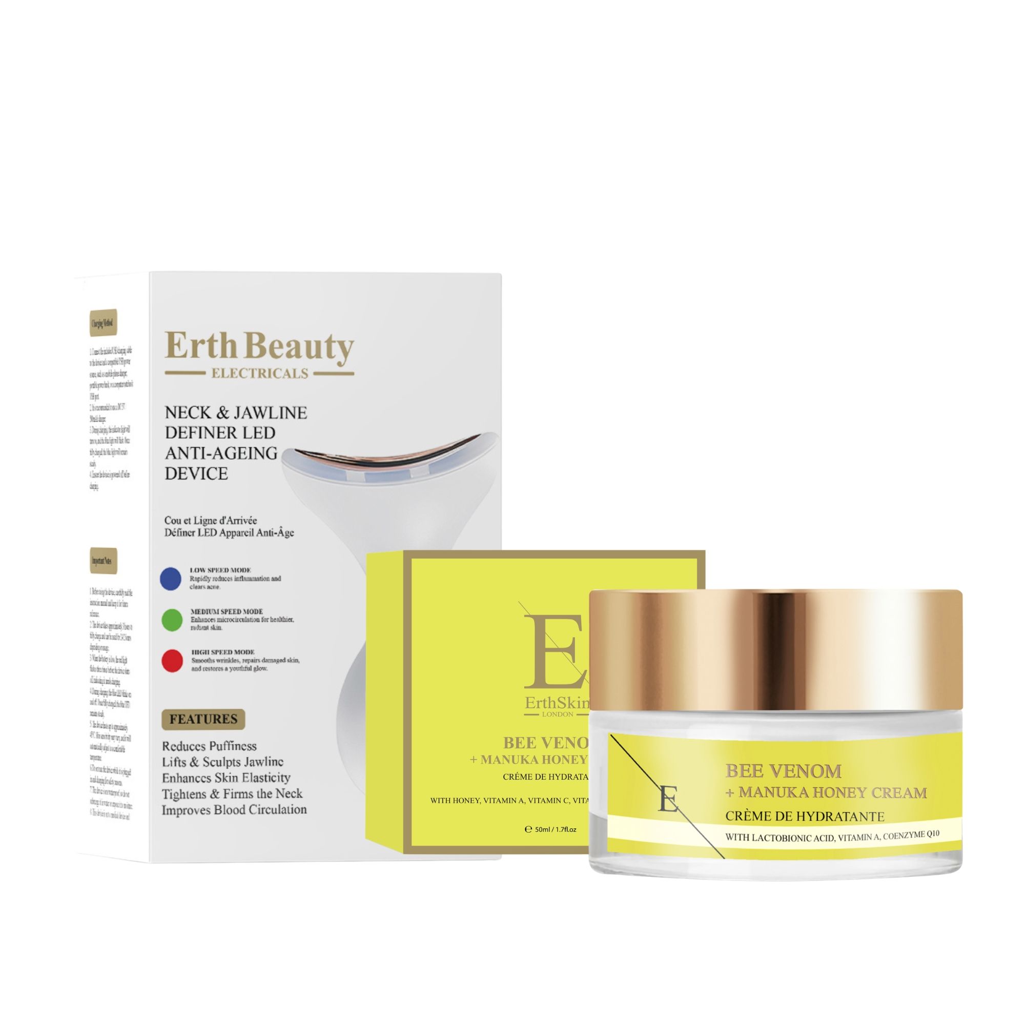 ErthSkin London LED Hals Kiefer Duo Bienengift Manuka