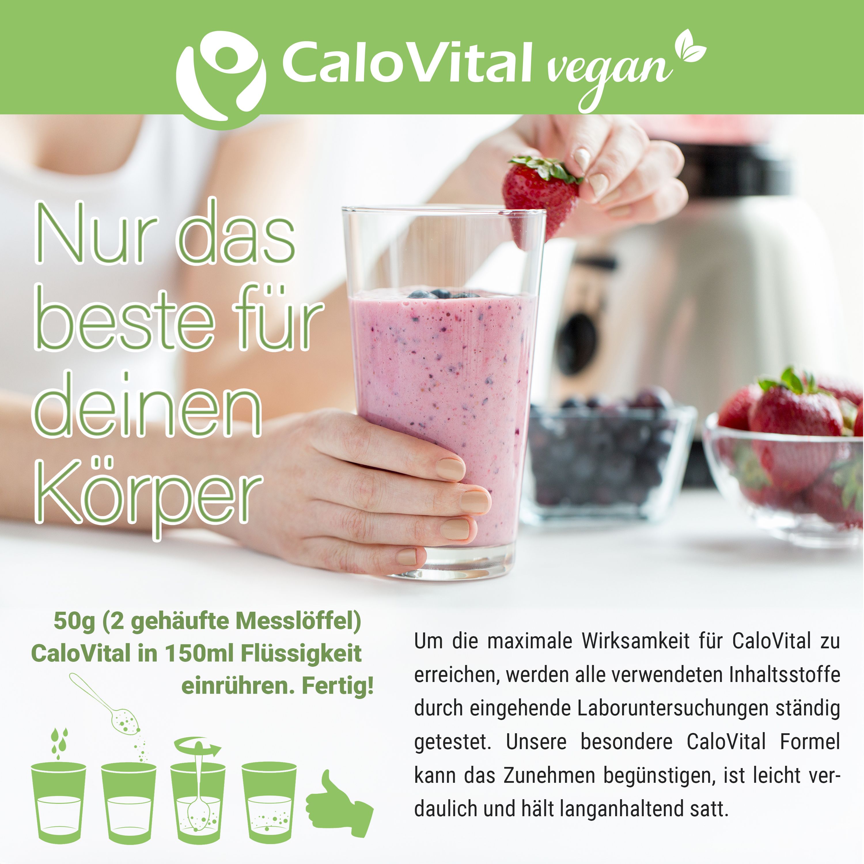 CaloVital VEGAN Kalorien Shake | Hochkalorische Trinknahrung für Gewichtszunahme