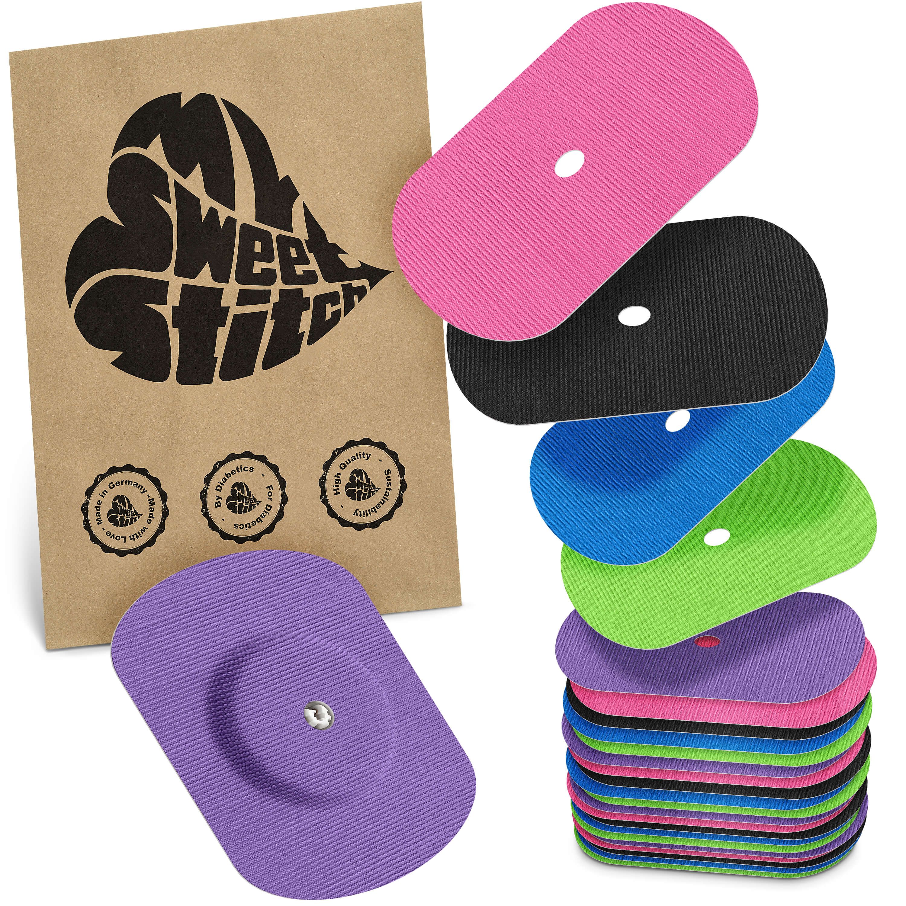 Beutel mit Fixierpflastern in verschiedenen Farben. Aufdruck: MySweetStitch. Pflaster mit Belüftungsloch.