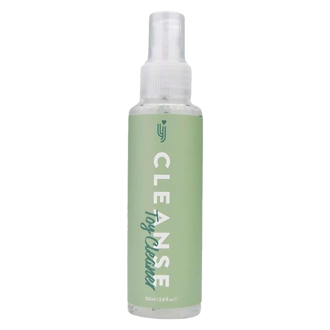 Sprayflasche mit 'CLEANSE Toy Cleaner' Aufschrift auf hellgrünem Etikett.